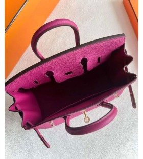 Bolsos Birkin Togo L3 Rosa Púrpura de la Rosa de Oro de Hardware 25cm Completo hecho a Mano Ghw