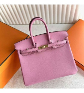 Bolsos Birkin Chevre 5P sakura rosa de Oro de Hardware 25cm Completo hecho a Mano Ghw