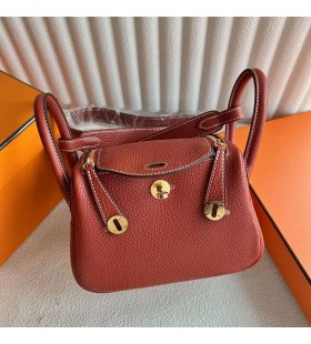 Bolsas Mini Lindy Clemence 4E de Arce de Oro rojo de Hardware 19cm Completo hecho a Mano Ghw