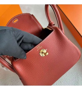 Bolsas Mini Lindy Clemence 4E de Arce de Oro rojo de Hardware 19cm Completo hecho a Mano Ghw