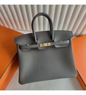 Birkin Togo 8F tinware gris Hardware de Oro 25cm Completo hecho a Mano Ghw