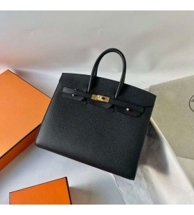 Birkin Sellier Epsom Ck89 Negro Hardware de Oro 25cm Completo hecho a Mano Ghw