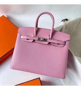 Birkin Sellier Epsom X9 malva, púrpura rosa de Plata de Hardware 25cm Completo hecho a Mano Phw