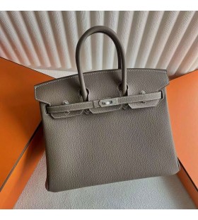 Birkin Togo Ck18 color cáñamo Gris Plata de Hardware 25cm Completo hecho a Mano Phw