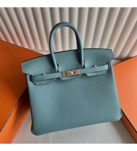 Birkin Togo 7G cian azure Rosa de Oro de Hardware 25cm Completo hecho a Mano Rghw