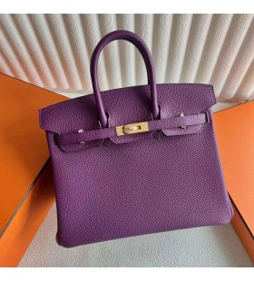 Birkin Togo P9 actiniae púrpura de Oro de Hardware 25cm Completo hecho a Mano Ghw