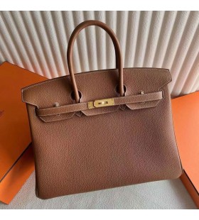 Birkin Togo Ck37 Marrón de Oro de Oro de Hardware 35cm Completo hecho a Mano Ghw