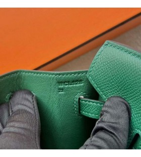 Birkin Sellier Epsom O6 Verde Profundo de Plata de Hardware 25cm Completo hecho a Mano Phw