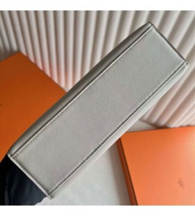 Mini Kelly Pochette Swift 8L de Hielo de Oro Blanco de Hardware 22cm Completo hecho a Mano Ghw