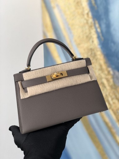 ميني كيلي ll ابسوم 8F Etain رمادي الذهب الأجهزة GHW 19cm كامل اليدوية