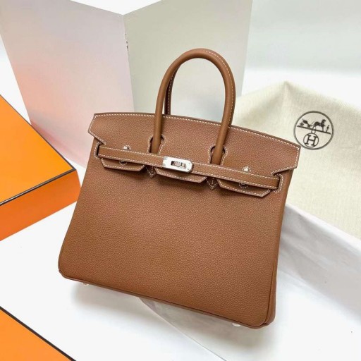 بيركين توغو Ck37 تكتسب اللون البني الذهبي الأجهزة الفضة Phw 25cm كامل اليدوية