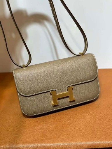 Constance elan Epsom Ck18 Etoupe Grey Gold Hardware 23cm Plná Ruční Ghw