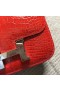 Constance Aligátor Lesklá Ferrari červená Stříbrná Hardware 19cm Plná Ruční práce