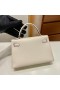 Mini Kelly Epsom i2 Krémově bílé Zlato Hardware 19cm Plná Ruční práce