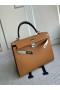 Kelly Epsom Ck37 Gold & Ck10 Krémově bílá & Ck89 Černá Stříbrná Hardware 25cm Plný Handmade