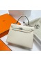 Kelly Epsom Ck10 Krémově bílá & 4B khaki Stříbrný Hardware Phw 25cm Plný Handmade