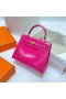 Kelly Lesklé Porosus Krokodýl Hluboké candy pink Gold Hardware Ghw 25cm Plný Handmade