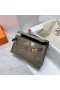 Mini Kelly Pochette Lesklý Alligator krokodýl Ck81 Griss Zlatý Hardware Ghw 22cm Plný Handmade
