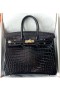 Birkin lesklÃ© Niloticus krokodÃ½lÃ­ Ck89 ÄŒernÃ© Zlato Hardware 25cm PlnÃ© Ghw RuÄnÄ›