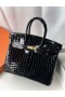 Birkin lesklé Niloticus krokodýlí Ck89 Černé Zlato Hardware 25cm Plné Ghw Ručně