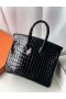 Birkin lesklé Niloticus krokodýlí Ck89 Černé Zlato Hardware 25cm Plné Ghw Ručně