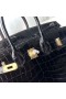 Birkin lesklé Niloticus krokodýlí Ck89 Černé Zlato Hardware 25cm Plné Ghw Ručně