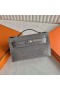 Mini Kelly Pochette Lesklý Alligator krokodýl 0V Crystal grey Stříbrný Hardware 22cm Plné Ruční Phw