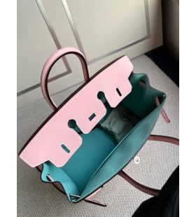 Birkin Swift 3Q vzrostl sakura & blue StÅÃbrný Hardware PHW 25cm Plný Handmade