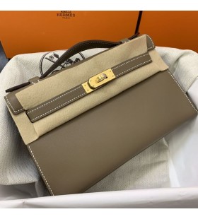 Mini kelly pochette Swift ck18 Etoupe Zlat&Atilde;&frac12; Hardware GHW 22cm Pln&Atilde;&frac12; Handmade
