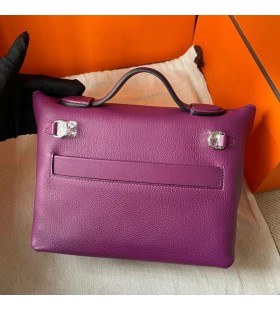 Mini kelly 2424 Evercolor & Swift P9 actiniae fialová Stříbrná Hardware Phw 21cm Plná Ruční práce