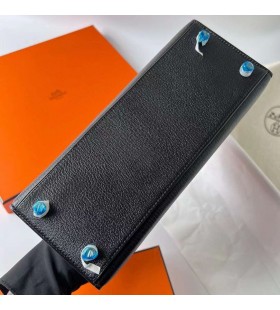 Kelly Chevre Ck89 Černé Zlato Hardware Ghw 25cm Plný Handmade