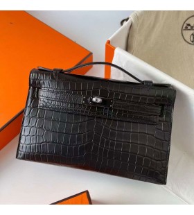 Mini Kelly Pochette Matný Niloticus Ck89 černá Černá Spona 22cm Plný Handmade