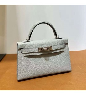 Mini Kelly Epsom 8U Ice Blue StÅ™Ã­brnÃ½ Hardware 19cm PlnÃ¡ RuÄnÃ­ Phw