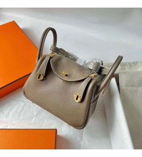 Mini Lindy Clemence Ck18 Etoupe Grey Gold Hardware 19cm Plná RuÄnà Ghw