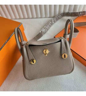 Mini Lindy Clemence Ck81 Hrdlička grey Gold Hardware 19cm Plná Ruční Ghw