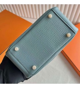 Mini Lindy Clemence 7G TmavÄ› azurovÃ¡ ZlatÃ½ Hardware 19cm PlnÃ¡ RuÄnÃ­ Ghw