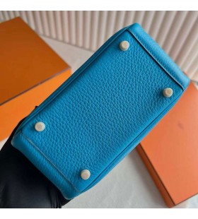 Mini Lindy Clemence 0F SvÄ›tlÃ© ModrÃ© Zlato Hardware 19cm PlnÃ¡ RuÄnÃ­ Ghw