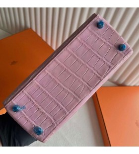 Kelly matnÃ½ AligÃ¡tor KrokodÃ½l 3Q sakura rÅ¯Å¾ovÃ¡ StÅ™Ã­brnÃ¡ Hardware 25cm PlnÃ© RuÄnÃ­ Phw