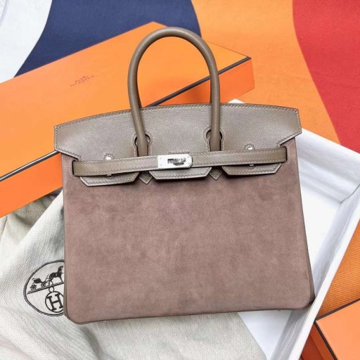 Birkin Ruskind & Swift Ck18 Etoupe Grå Sølv Hardware Phw 25cm Fuld Håndlavet