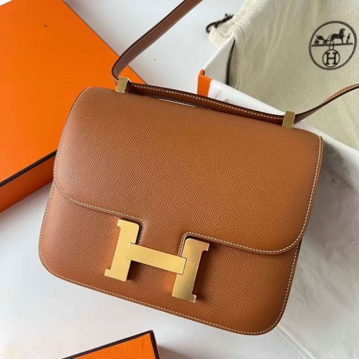 Constance Epsom Ck37 Gylden Brun Guld Hardware Ghw 24cm Fuld Håndlavet