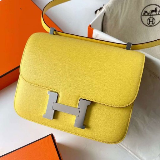 Constance Evercolor 9O Napoli gul Sølv Hardware Phw 24cm Fuld Håndlavet