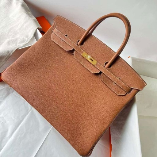 Birkin Togo Ck37 Gylden Brun Guld Hardware 40cm Fuld Håndlavet Ghw
