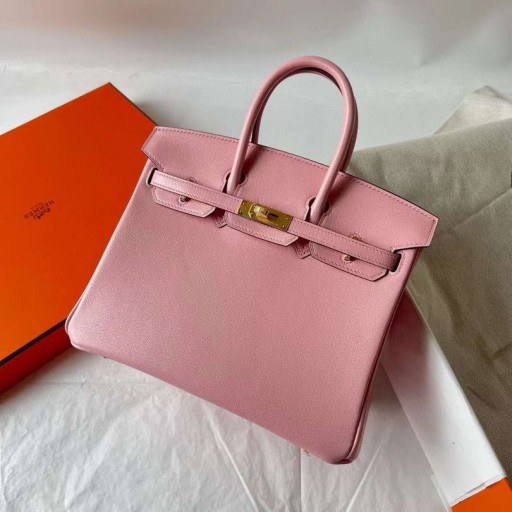 Birkin Chevre 3Q Nye Pink Guld Hardware 25cm Fuld Håndlavet Ghw