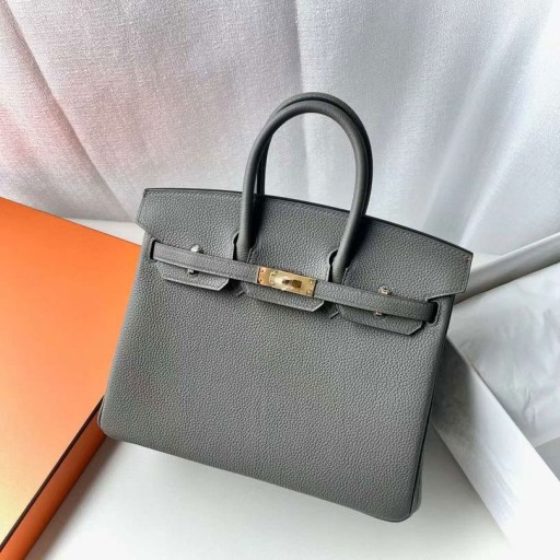 Birkin Togo 0L medium grå Guld Hardware 25cm Fuld Håndlavet Ghw