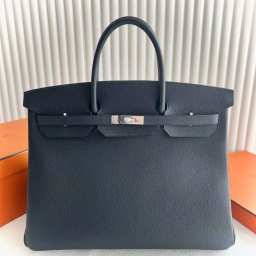 Birkin Togo Ck89 Sort Sølv Hardware 40cm Fuld Håndlavet Phw