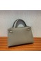 Mini Kelly ll Epsom ck18 Etoupe Sølv Hardware PHW 19cm Fuld Håndlavet