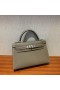 Mini Kelly ll Epsom ck18 Etoupe Sølv Hardware PHW 19cm Fuld Håndlavet