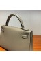 Mini Kelly ll Epsom ck18 Etoupe Sølv Hardware PHW 19cm Fuld Håndlavet