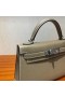 Mini Kelly ll Epsom ck18 Etoupe Sølv Hardware PHW 19cm Fuld Håndlavet