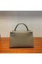 Mini Kelly ll Epsom ck18 Etoupe Sølv Hardware PHW 19cm Fuld Håndlavet